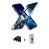 MARSİLYAN™- iPhone 15 Pro Kılıf Zirve Doku - Siyah Polymer Nano Ekran Koruyucu + Raze Metal Kamera Lens - SH
