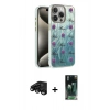 MARSİLYAN™- iPhone 15 Pro Kılıf Zirve Modern Prime - Siyah 360 Mat Full Body Arka Koruyucu + Raze Metal Kamera Lens - SH