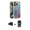 MARSİLYAN™- iPhone 15 Pro Kılıf Zirve Modern Prime - Siyah 360 Mat Full Body Arka Koruyucu + Raze Metal Kamera Lens - SH