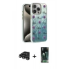 MARSİLYAN™- iPhone 15 Pro Kılıf Zirve Modern Prime - Siyah 360 Mat Full Body Arka Koruyucu + Raze Metal Kamera Lens - TMGI