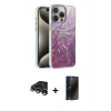 MARSİLYAN™- iPhone 15 Pro Kılıf Zirve Modern Prime - Siyah 3D Antistatik Hayalet Cam Ekran Koruyucu + Raze Metal Kamera Lens - GS