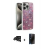 MARSİLYAN™- iPhone 15 Pro Kılıf Zirve Modern Prime - Siyah 3D Antistatik Hayalet Cam Ekran Koruyucu + Raze Metal Kamera Lens - GS