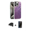 MARSİLYAN™- iPhone 15 Pro Kılıf Zirve Modern Prime - Siyah 3D Antistatik Hayalet Cam Ekran Koruyucu + Raze Metal Kamera Lens - GS
