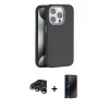 MARSİLYAN™- iPhone 15 Pro Kılıf Zirve Modern Prime - Siyah 3D Antistatik Hayalet Cam Ekran Koruyucu + Raze Metal Kamera Lens - GS