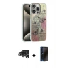 MARSİLYAN™- iPhone 15 Pro Kılıf Zirve Modern Prime - Siyah 3D Antistatik Hayalet Cam Ekran Koruyucu + Raze Metal Kamera Lens - GS