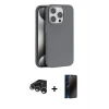 MARSİLYAN™- iPhone 15 Pro Kılıf Zirve Modern Prime - Siyah 3D Antistatik Hayalet Cam Ekran Koruyucu + Raze Metal Kamera Lens - GS