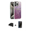 MARSİLYAN™- iPhone 15 Pro Kılıf Zirve Modern Prime - Siyah 3D Antistatik Hayalet Cam Ekran Koruyucu + Raze Metal Kamera Lens - SH