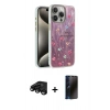 MARSİLYAN™- iPhone 15 Pro Kılıf Zirve Modern Prime - Siyah 3D Antistatik Hayalet Cam Ekran Koruyucu + Raze Metal Kamera Lens - SH