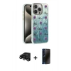 MARSİLYAN™- iPhone 15 Pro Kılıf Zirve Modern Prime - Siyah 3D Antistatik Hayalet Cam Ekran Koruyucu + Raze Metal Kamera Lens - SH