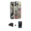 MARSİLYAN™- iPhone 15 Pro Kılıf Zirve Modern Prime - Siyah 3D Antistatik Hayalet Cam Ekran Koruyucu + Raze Metal Kamera Lens - SH