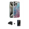 MARSİLYAN™- iPhone 15 Pro Kılıf Zirve Modern Prime - Siyah 3D Antistatik Hayalet Cam Ekran Koruyucu + Raze Metal Kamera Lens - SH