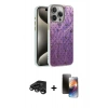 MARSİLYAN™- iPhone 15 Pro Kılıf Zirve Modern Prime - Siyah 3D Antistatik Mat Seramik Nano Ekran Koruyucu + Raze Metal Kamera Lens - TMGI