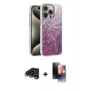 MARSİLYAN™- iPhone 15 Pro Kılıf Zirve Modern Prime - Siyah 3D Antistatik Mat Seramik Nano Ekran Koruyucu + Raze Metal Kamera Lens - TMGI