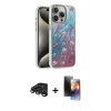 MARSİLYAN™- iPhone 15 Pro Kılıf Zirve Modern Prime - Siyah 3D Antistatik Mat Seramik Nano Ekran Koruyucu + Raze Metal Kamera Lens - TMGI