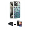 MARSİLYAN™- iPhone 15 Pro Kılıf Zirve Modern Prime - Siyah 3D Antistatik Mat Seramik Nano Ekran Koruyucu + Raze Metal Kamera Lens - LT