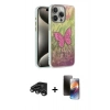 MARSİLYAN™- iPhone 15 Pro Kılıf Zirve Modern Prime - Siyah 3D Antistatik Mat Seramik Nano Ekran Koruyucu + Raze Metal Kamera Lens - TMGI