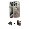 MARSİLYAN™- iPhone 15 Pro Kılıf Zirve Modern Prime - Siyah 3D Antistatik Mat Seramik Nano Ekran Koruyucu + Raze Metal Kamera Lens - TMGI