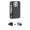 MARSİLYAN™- iPhone 15 Pro Kılıf Zirve Modern Prime - Siyah 3D Antistatik Seramik Nano Ekran Koruyucu + Raze Metal Kamera Lens - TMGI
