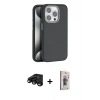 MARSİLYAN™- iPhone 15 Pro Kılıf Zirve Modern Prime - Siyah Bilvis 3D Cam Ekran Koruyucu + Raze Metal Kamera Lens - SH