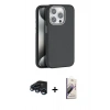 MARSİLYAN™- iPhone 15 Pro Kılıf Zirve Modern Prime - Siyah Bilvis 3D Mat Cam Ekran Koruyucu + Raze Metal Kamera Lens - LT