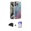 MARSİLYAN™- iPhone 15 Pro Kılıf Zirve Modern Prime - Siyah Bilvis 5in1 3D Magic Cam Ekran Koruyucu + Siyah Raze Metal Kamera Lens