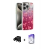 MARSİLYAN™- iPhone 15 Pro Kılıf Zirve Modern Prime - Siyah Bilvis 5in1 3D Magic Cam Ekran Koruyucu + Siyah Raze Metal Kamera Lens