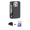 MARSİLYAN™- iPhone 15 Pro Kılıf Zirve Modern Prime - Siyah Bilvis 5in1 5D Magic Hayalet Cam Ekran Koruyucu + Siyah Raze Metal Kamera Lens
