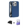 MARSİLYAN™- iPhone 15 Pro Kılıf Zirve Modern Prime - Siyah Bilvis 5in1 5D Magic Hayalet Cam Ekran Koruyucu + Siyah Raze Metal Kamera Lens
