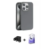 MARSİLYAN™- iPhone 15 Pro Kılıf Zirve Modern Prime - Siyah Bilvis 5in1 5D Magic Hayalet Cam Ekran Koruyucu + Siyah Raze Metal Kamera Lens