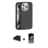 MARSİLYAN™- iPhone 15 Pro Kılıf Zirve Modern Prime - Siyah Buffer Hayalet Cam Ekran Koruyucu + Raze Metal Kamera Lens - SH