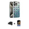MARSİLYAN™- iPhone 15 Pro Kılıf Zirve Modern Prime - Siyah Buffer Hayalet Cam Ekran Koruyucu + Raze Metal Kamera Lens - TMGI