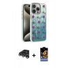 MARSİLYAN™- iPhone 15 Pro Kılıf Zirve Modern Prime - Siyah Buffer Hayalet Cam Ekran Koruyucu + Raze Metal Kamera Lens - GS