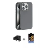 MARSİLYAN™- iPhone 15 Pro Kılıf Zirve Modern Prime - Siyah Buffer Hayalet Cam Ekran Koruyucu + Raze Metal Kamera Lens - SH