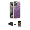 MARSİLYAN™- iPhone 15 Pro Kılıf Zirve Modern Prime - Siyah Buffer Hayalet Cam Ekran Koruyucu + Raze Metal Kamera Lens - SH