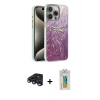 MARSİLYAN™- iPhone 15 Pro Kılıf Zirve Modern Prime - Siyah Polymer Nano Ekran Koruyucu + Lacivert Raze Metal Kamera Lens