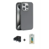 MARSİLYAN™- iPhone 15 Pro Kılıf Zirve Modern Prime - Siyah Polymer Nano Ekran Koruyucu + Lacivert Raze Metal Kamera Lens