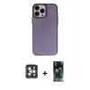 MARSİLYAN™- iPhone 15 Pro Max Kılıf Ahenk Çizgi Prime - Şeffaf 360 Full Body Arka Koruyucu + PVD Metal Kamera Lens - GI