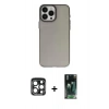 MARSİLYAN™- iPhone 15 Pro Max Kılıf Ahenk Çizgi Prime - Şeffaf 360 Full Body Arka Koruyucu + PVD Metal Kamera Lens - LT