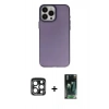 MARSİLYAN™- iPhone 15 Pro Max Kılıf Ahenk Çizgi Prime - Şeffaf 360 Full Body Arka Koruyucu + PVD Metal Kamera Lens - LT
