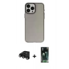 MARSİLYAN™- iPhone 15 Pro Max Kılıf Ahenk Çizgi Prime - Şeffaf 360 Full Body Arka Koruyucu + Siyah Raze Metal Kamera Lens