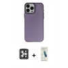 MARSİLYAN™- iPhone 15 Pro Max Kılıf Ahenk Çizgi Prime - Şeffaf Pasifik Cam Ekran Koruyucu + PVD Metal Kamera Lens - GI
