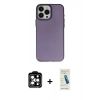 MARSİLYAN™- iPhone 15 Pro Max Kılıf Ahenk Çizgi Prime - Şeffaf Pasifik Cam Ekran Koruyucu + PVD Metal Kamera Lens - TU