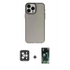 MARSİLYAN™- iPhone 15 Pro Max Kılıf Ahenk Çizgi Prime - Siyah 360 Mat Full Body Arka Koruyucu + PVD Metal Kamera Lens - GI