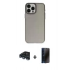 MARSİLYAN™- iPhone 15 Pro Max Kılıf Ahenk Çizgi Prime - Siyah 3D Antistatik Hayalet Cam Ekran Koruyucu + Raze Metal Kamera Lens - LT