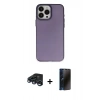 MARSİLYAN™- iPhone 15 Pro Max Kılıf Ahenk Çizgi Prime - Siyah 3D Antistatik Hayalet Cam Ekran Koruyucu + Raze Metal Kamera Lens - LT