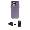 MARSİLYAN™- iPhone 15 Pro Max Kılıf Ahenk Çizgi Prime - Siyah 3D Antistatik Hayalet Cam Ekran Koruyucu + Raze Metal Kamera Lens - SH