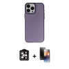 MARSİLYAN™- iPhone 15 Pro Max Kılıf Ahenk Çizgi Prime - Siyah 3D Antistatik Mat Seramik Nano Ekran Koruyucu + PVD Metal Kamera Lens - TU