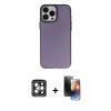 MARSİLYAN™- iPhone 15 Pro Max Kılıf Ahenk Çizgi Prime - Siyah 3D Antistatik Mat Seramik Nano Ekran Koruyucu + PVD Metal Kamera Lens - GI