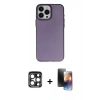 MARSİLYAN™- iPhone 15 Pro Max Kılıf Ahenk Çizgi Prime - Siyah 3D Antistatik Mat Seramik Nano Ekran Koruyucu + PVD Metal Kamera Lens - LT
