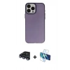 MARSİLYAN™- iPhone 15 Pro Max Kılıf Ahenk Çizgi Prime - Siyah 3D Antistatik Seramik Nano Ekran Koruyucu + Lacivert Raze Metal Kamera Lens